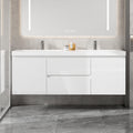 Glossy White Floating Double Sink Vanity Cabinet