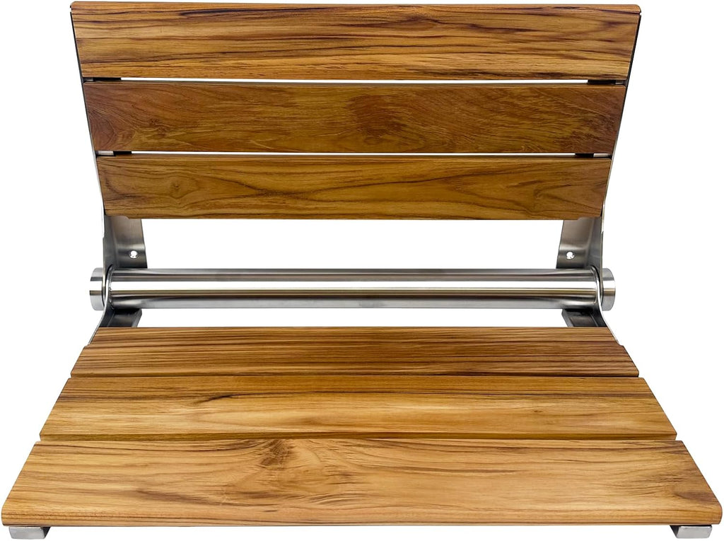 Wall Mounted Teak Shower Seat With Back