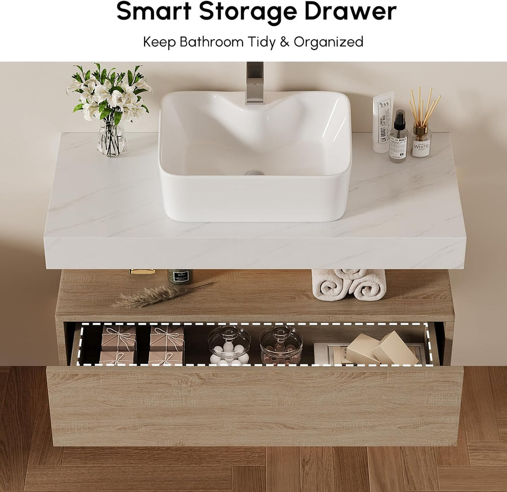 Natural Stone Top Floating Vanity