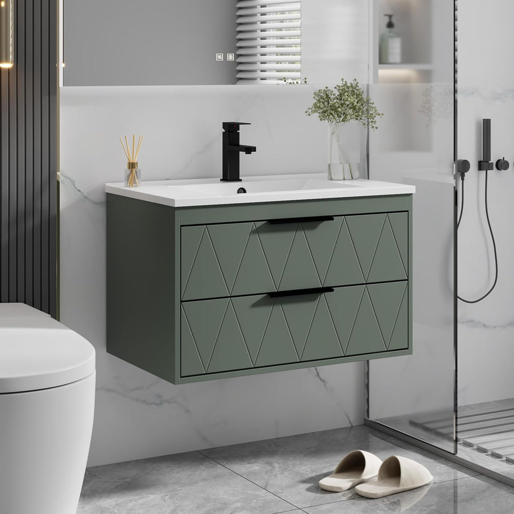 Sage Green Modern Floating Vanity
