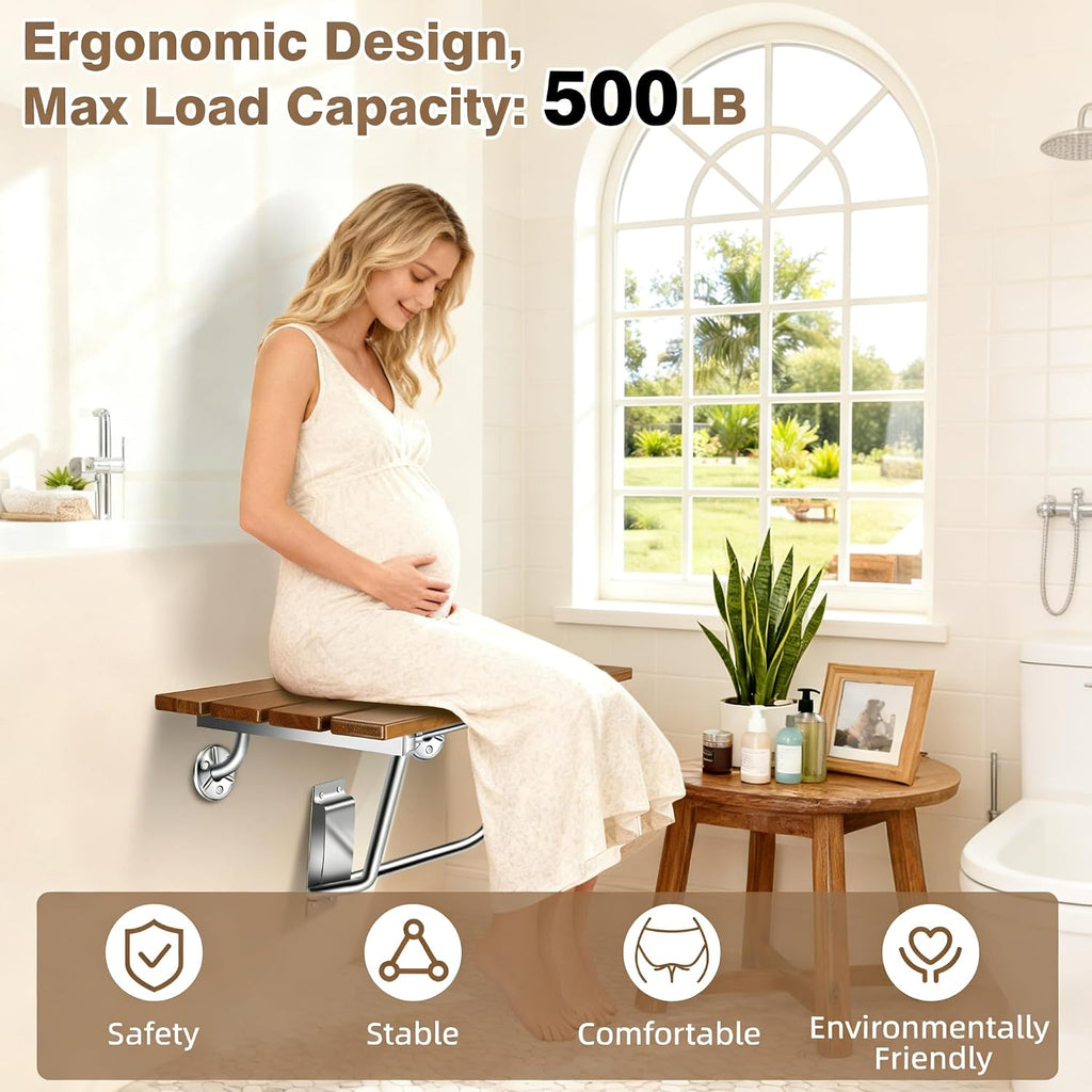 Sturdy Wall Mounted Foldable Shower Seat