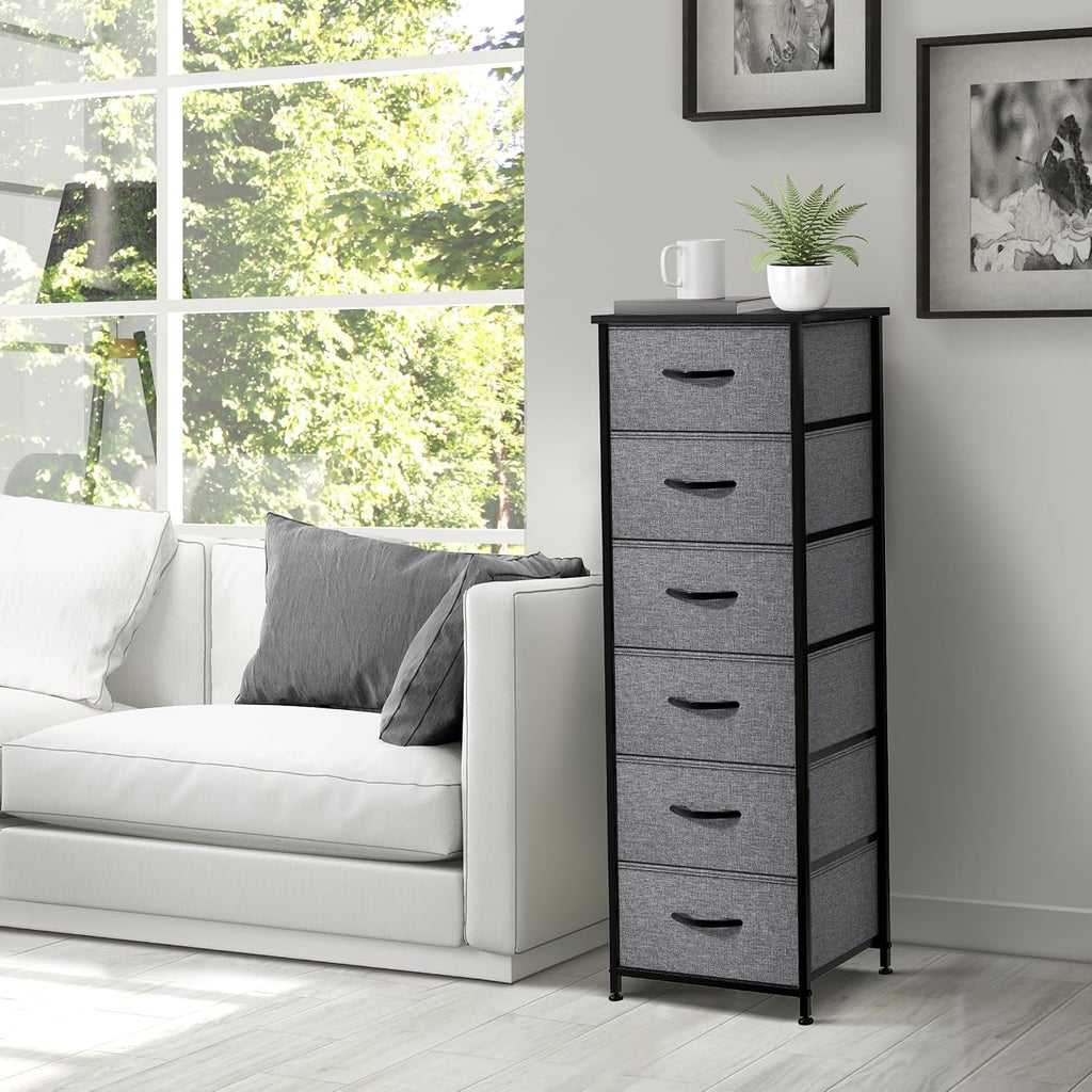 Greige 6 Drawer Kids Storage Dresser