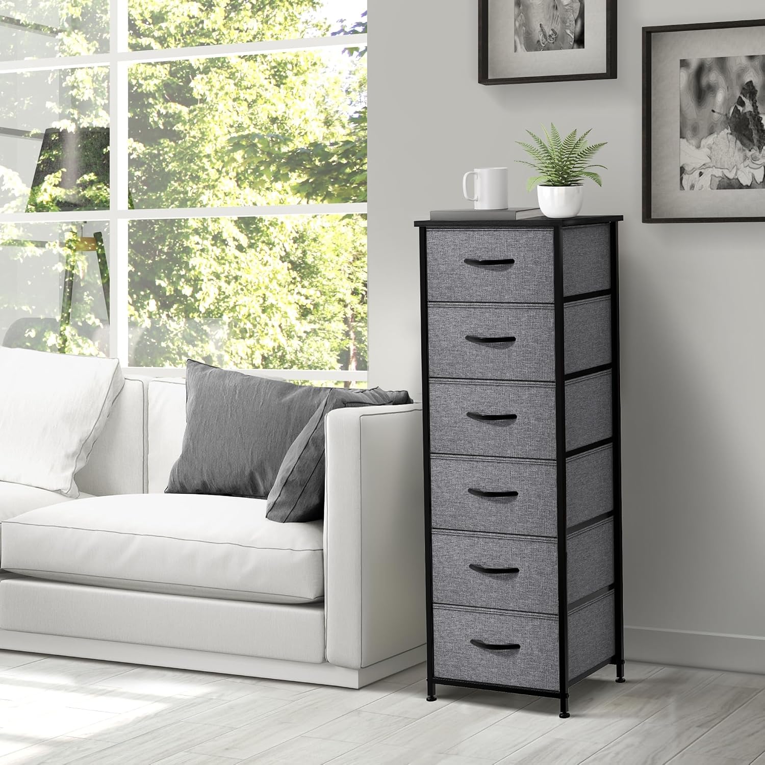 Greige 6 Drawer Kids Storage Dresser