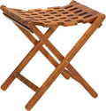 Brown Mosaic Teak Folding Stool