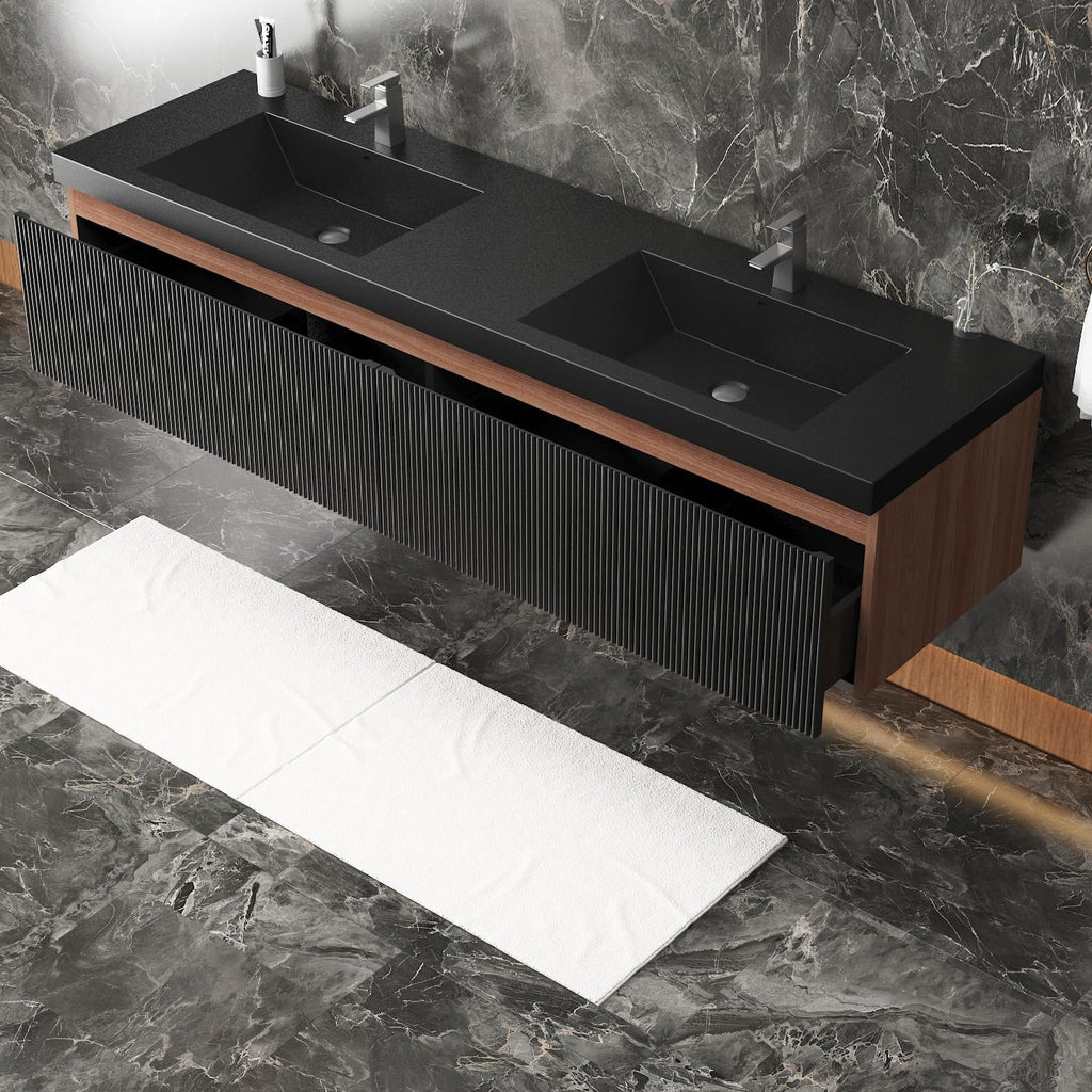 Walnut Floating Double Sink Vanity