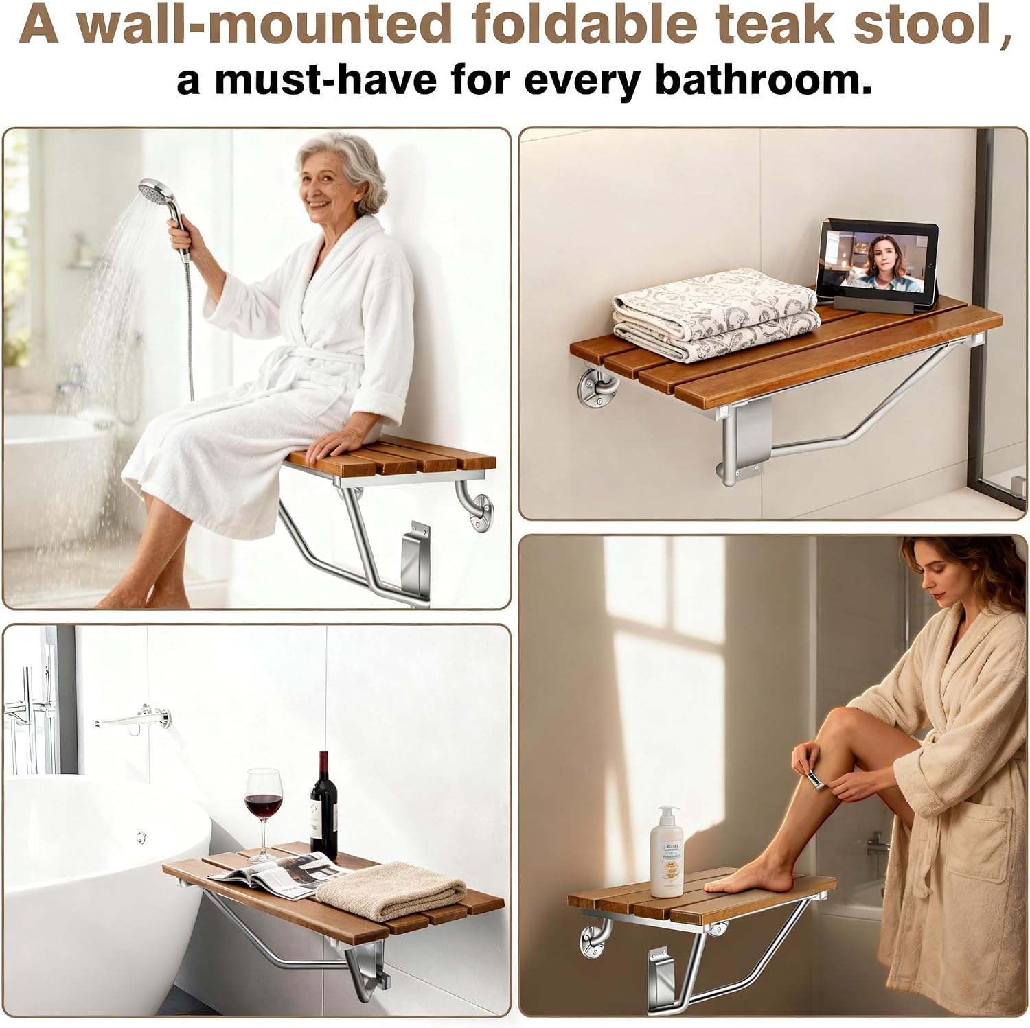 Sturdy Wall Mounted Foldable Shower Seat
