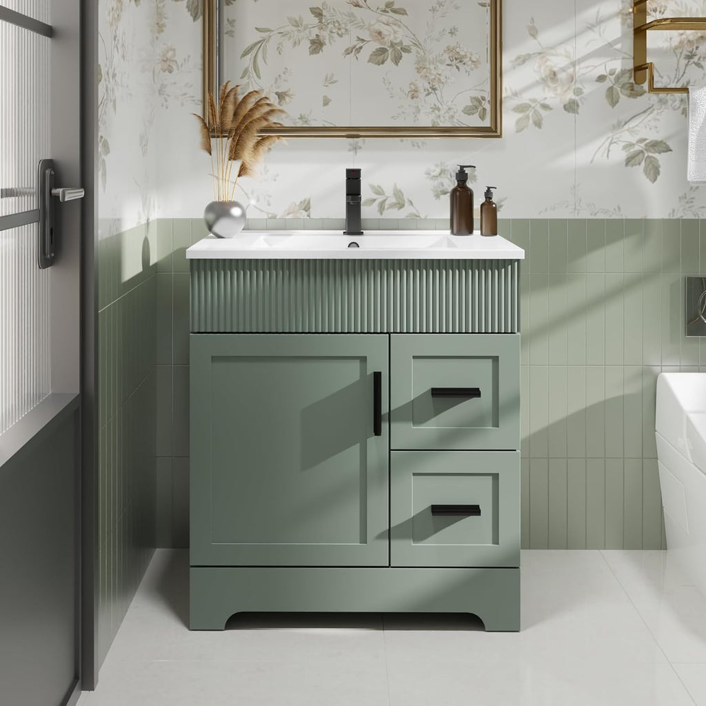 Gray Green Wave Double Sink Vanity