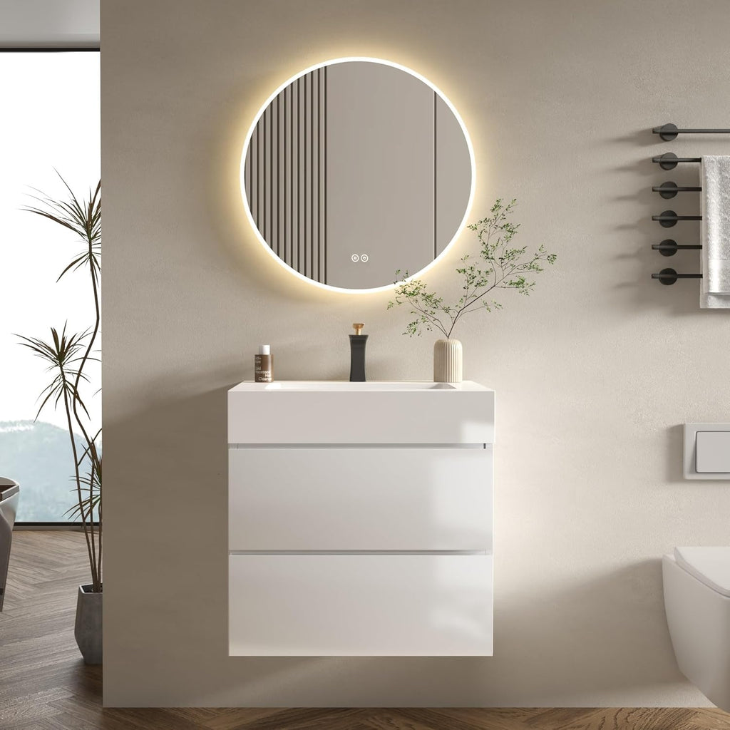 White Floating Bathroom Vanity With Sink