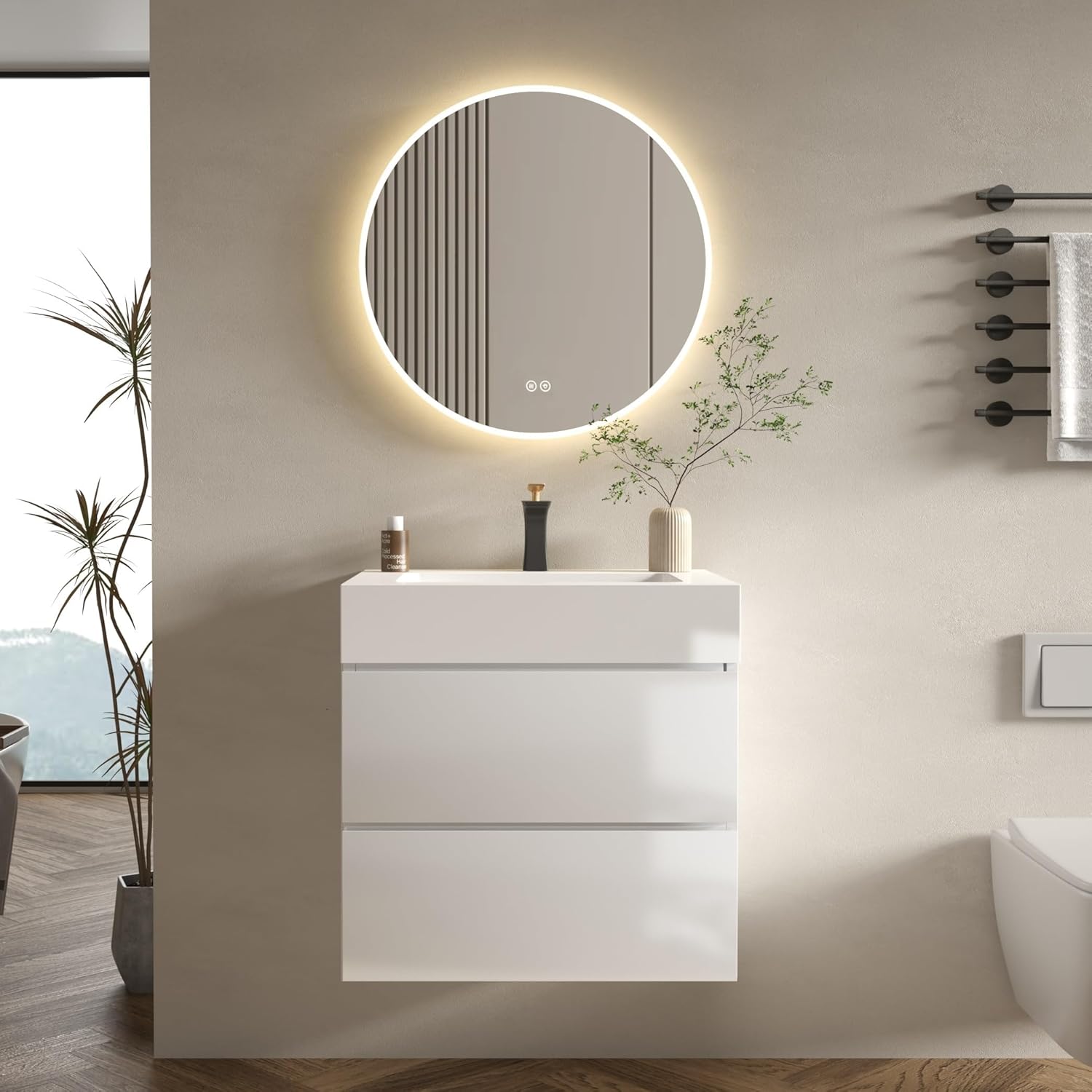 White Floating Bathroom Vanity With Sink