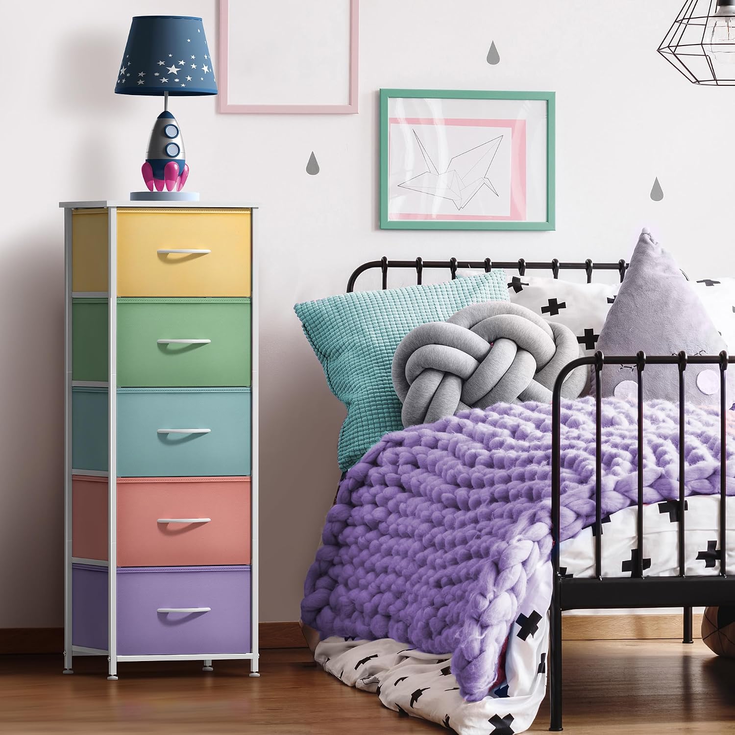 Pastel 5 Drawer Kids Storage Dresser