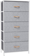 Light Gray 5 Drawer Wide Storage Dresser