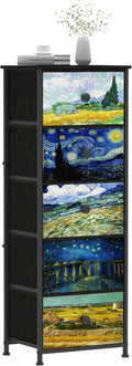 Narrow 5 Drawer Fabric Storage Dresser