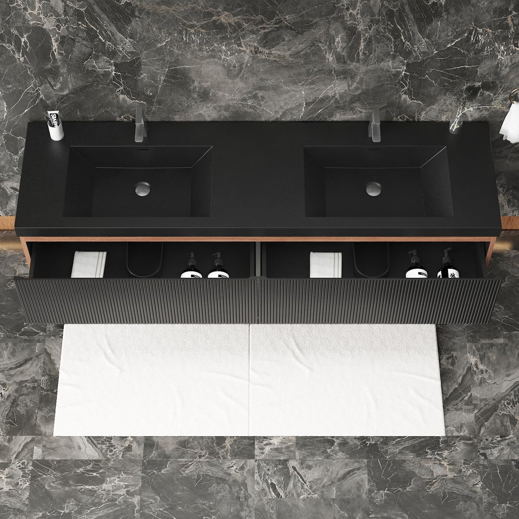 Walnut Floating Double Sink Vanity