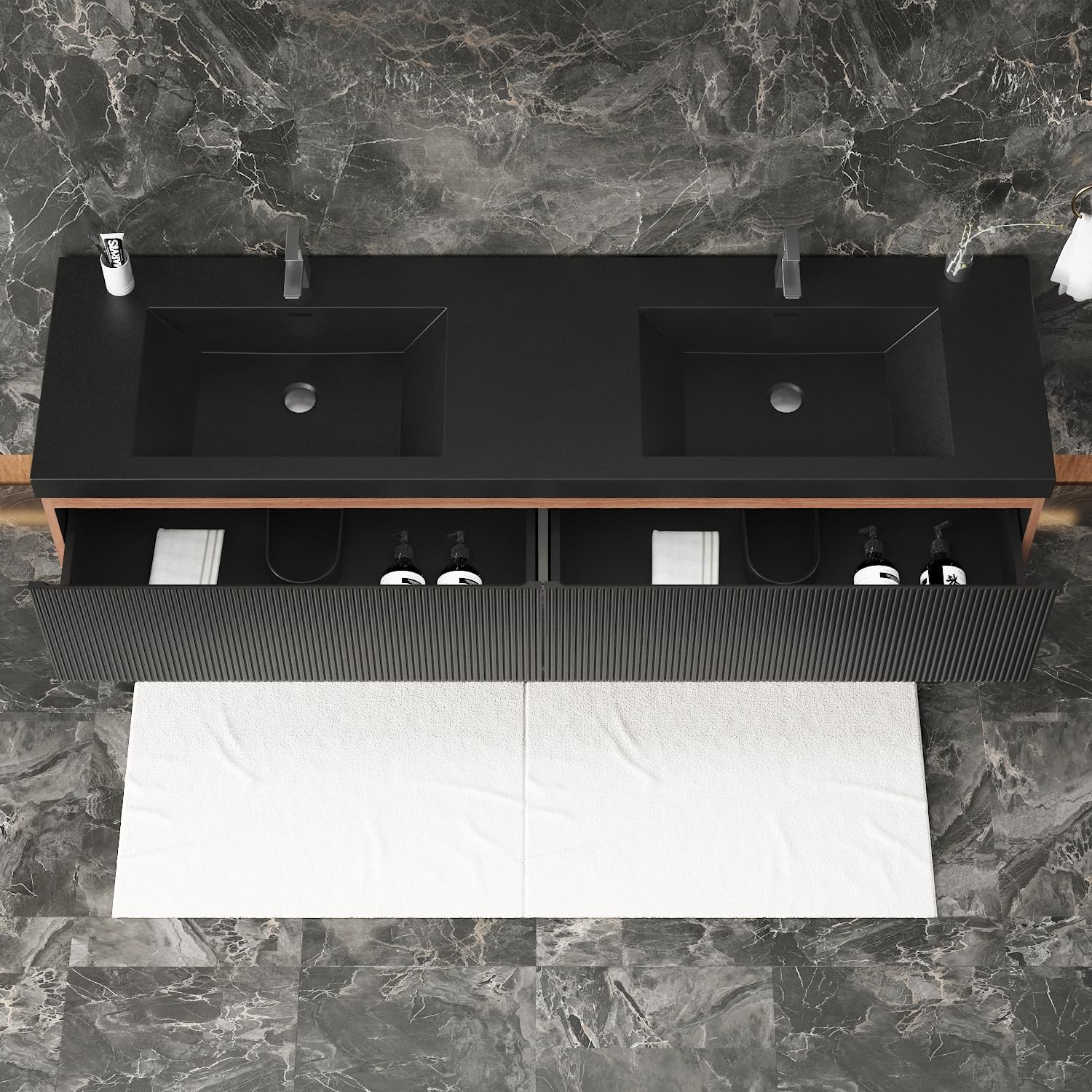 Walnut Floating Double Sink Vanity