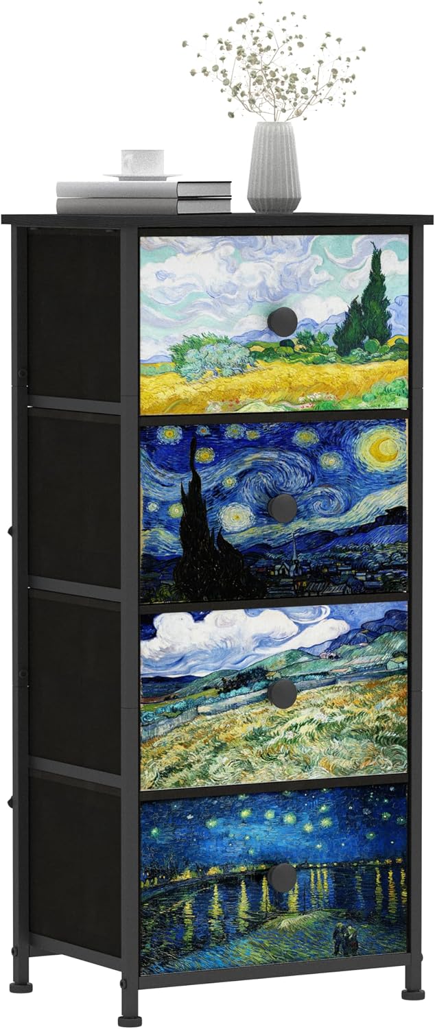 Narrow 5 Drawer Fabric Storage Dresser