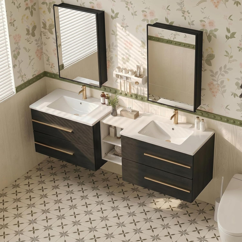 Modern Wall Mounted Double Sink Vanity