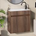 Walnut Fluted Floating Bathroom Vanity