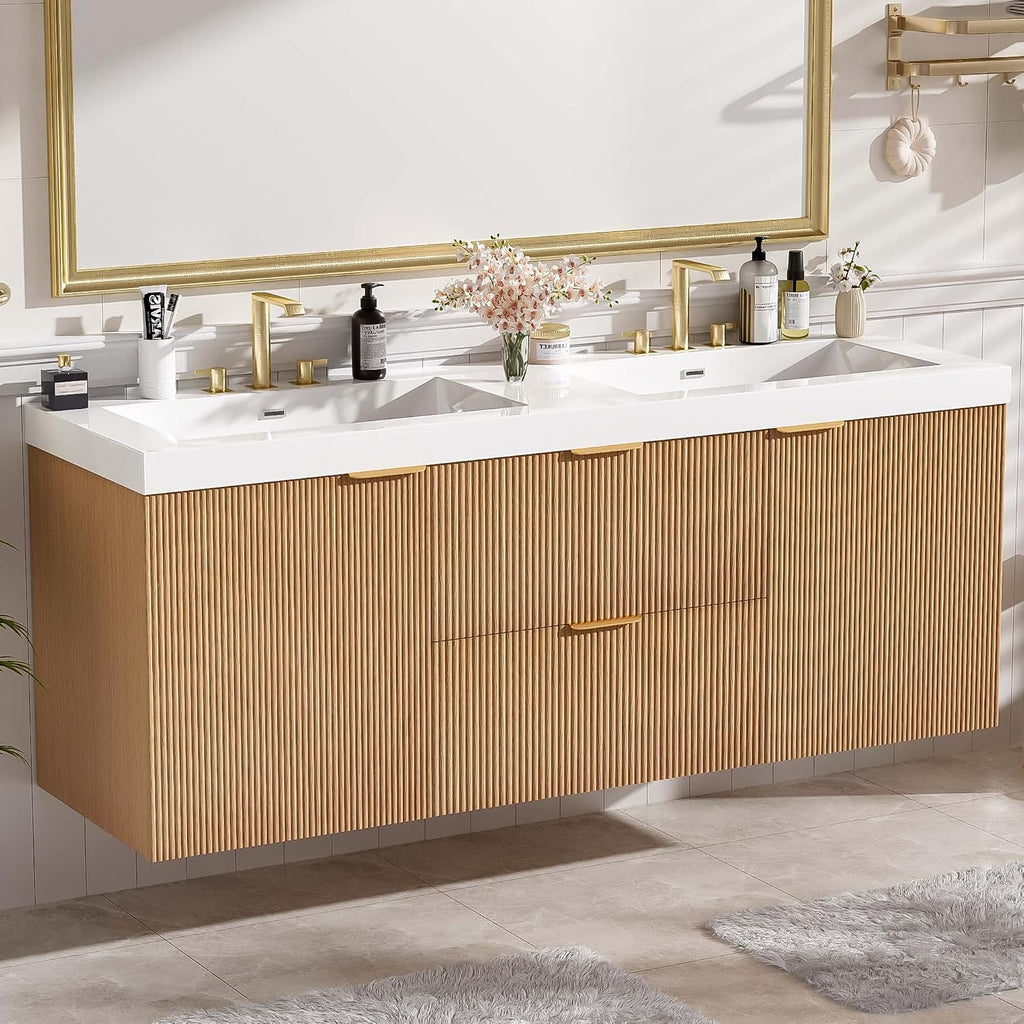 Fluted Floating Double Sink Vanity