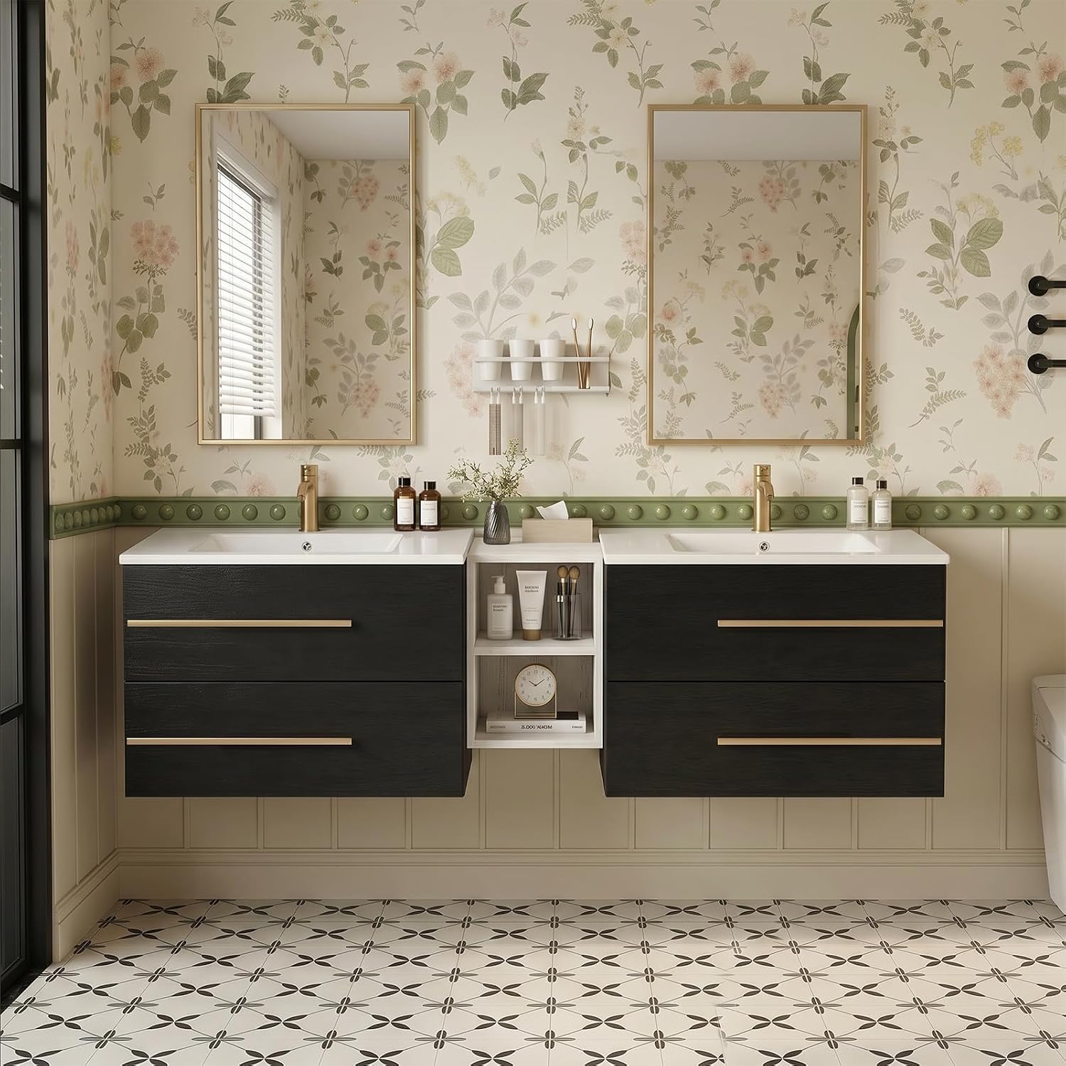 Modern Wall Mounted Double Sink Vanity