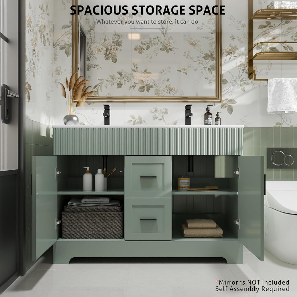Gray Green Wave Double Sink Vanity