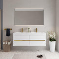 Glossy White Wall Mounted Double Sink Vanity