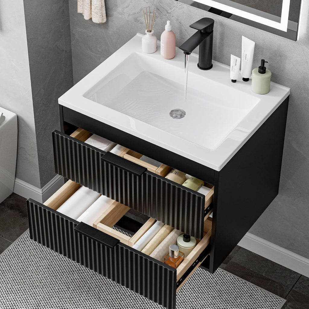 Black Floating MDF Bathroom Vanity