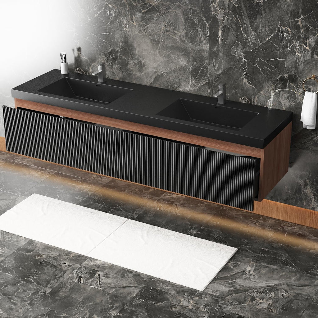 Walnut Floating Double Sink Vanity