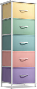 Pastel 5 Drawer Kids Storage Dresser