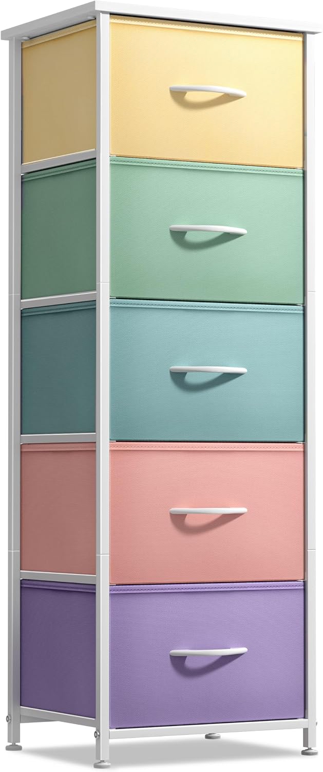Pastel 5 Drawer Kids Storage Dresser