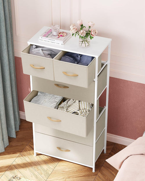 Beige Tall 6 Drawer Storage Dresser