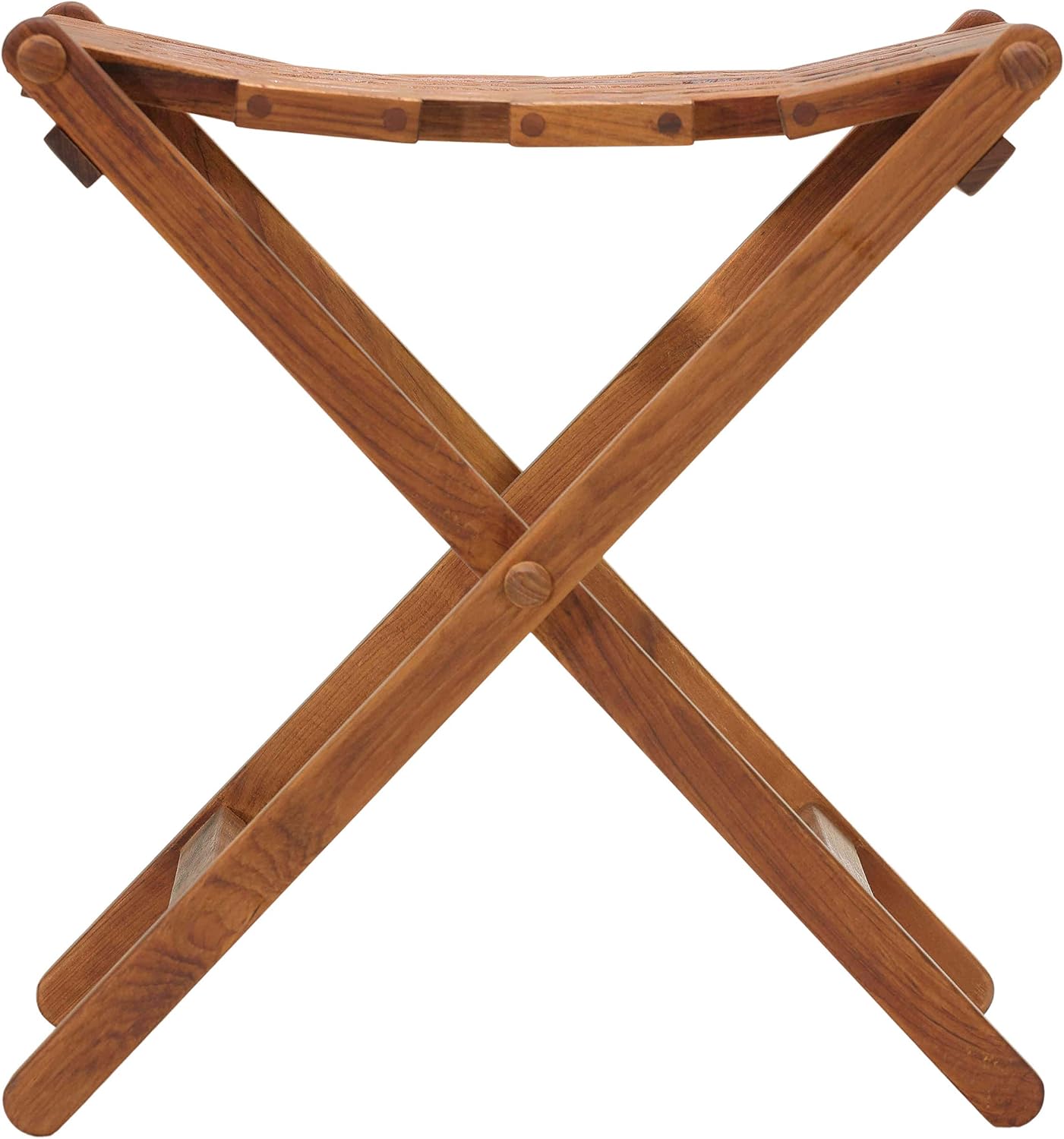 Brown Mosaic Teak Folding Stool