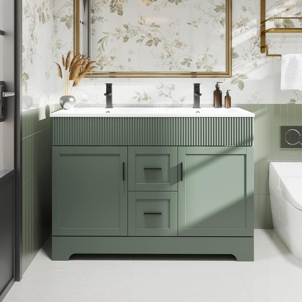 Gray Green Wave Double Sink Vanity