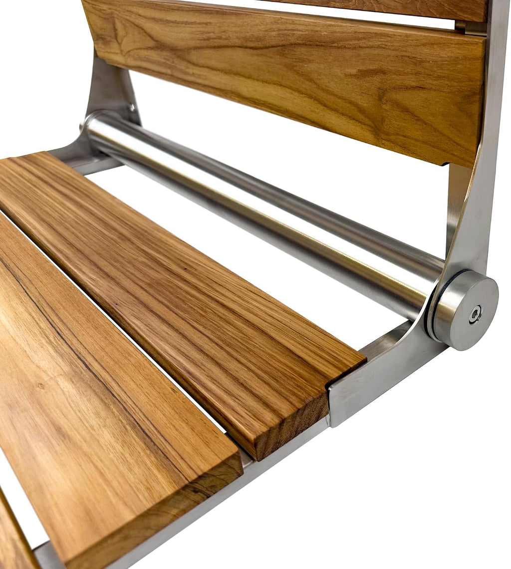 Wall Mounted Teak Shower Seat With Back