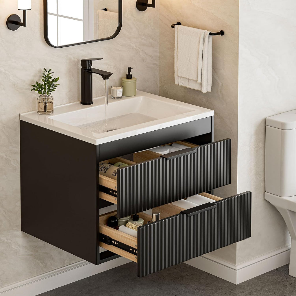 Black Floating MDF Bathroom Vanity