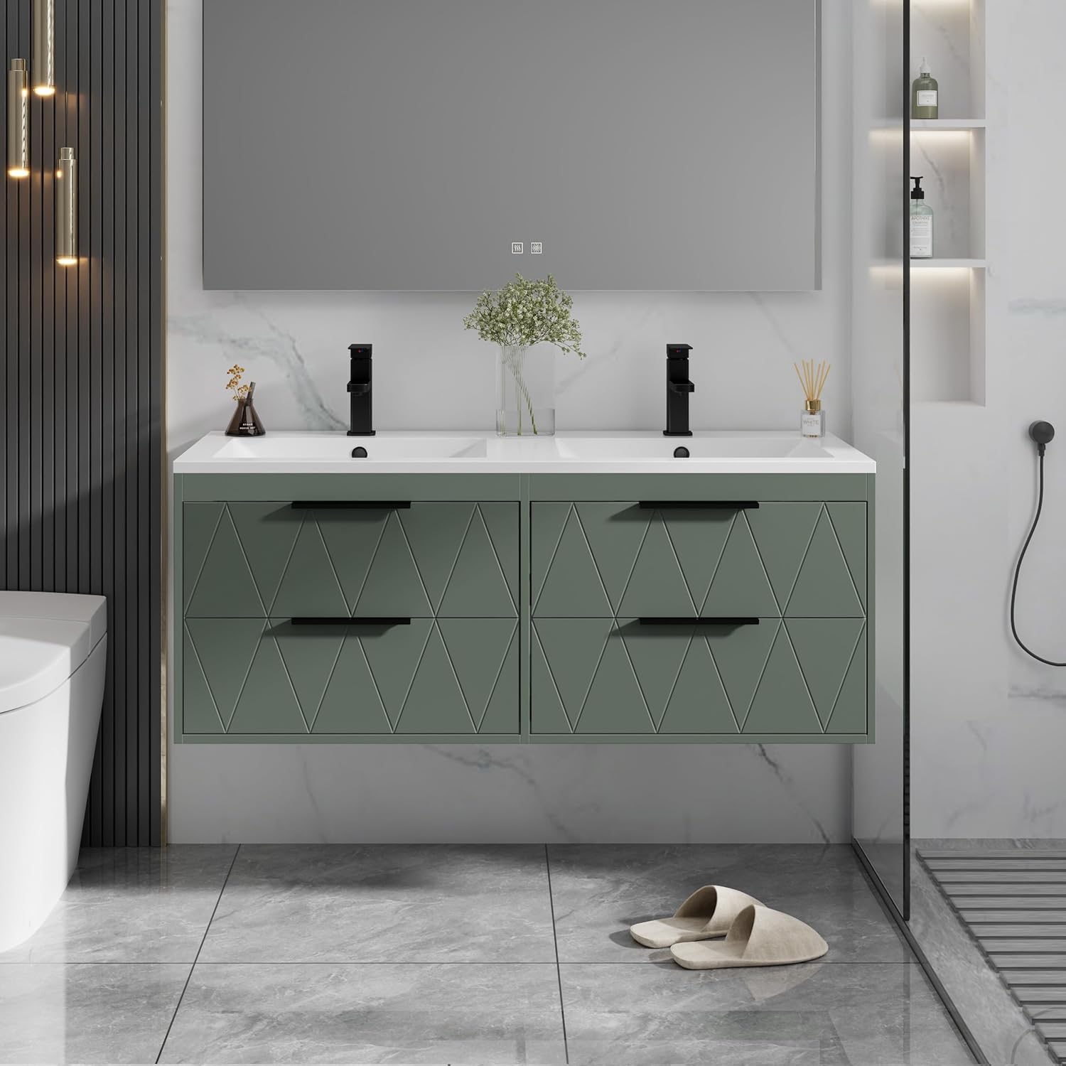 Sage Green Modern Floating Vanity