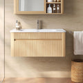 Oak Fluted Wall Mounted Bathroom Vanity