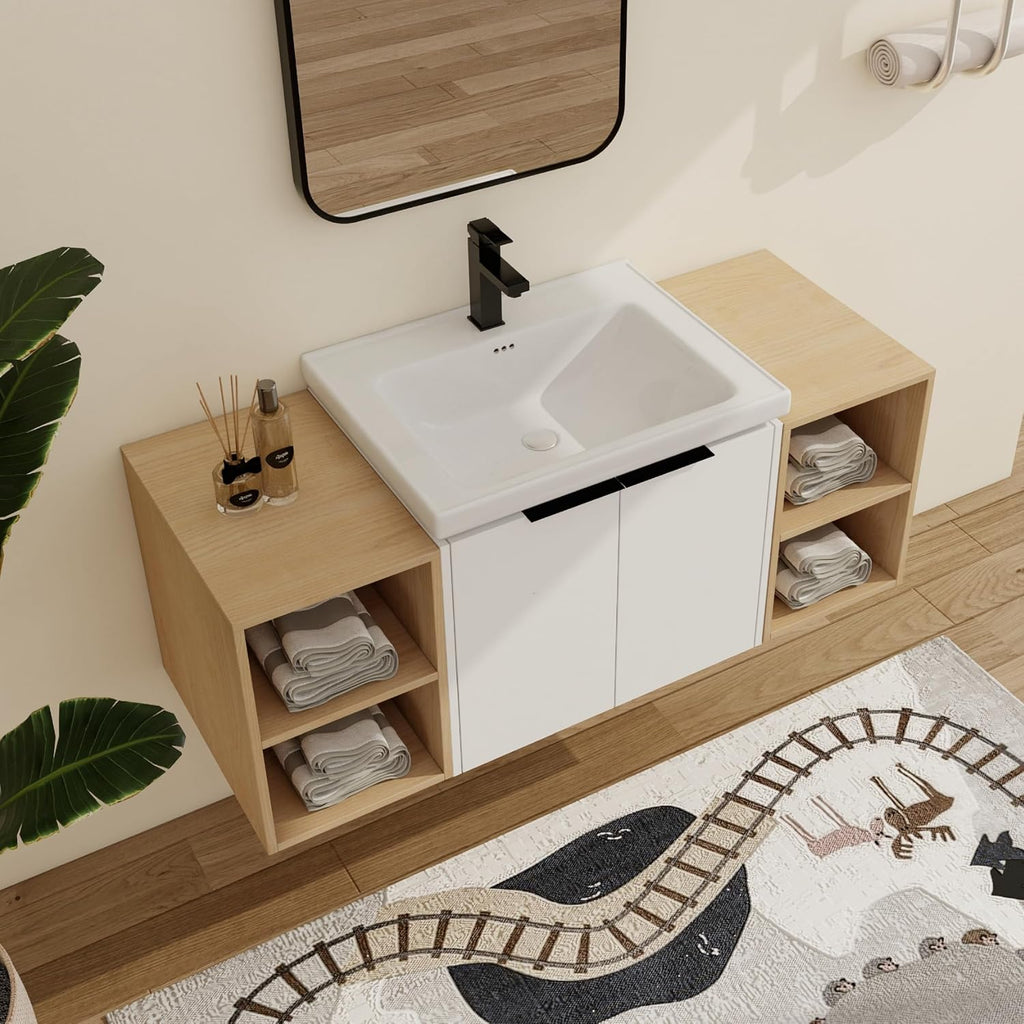 Brown 48 Inch Floating Bathroom Vanity