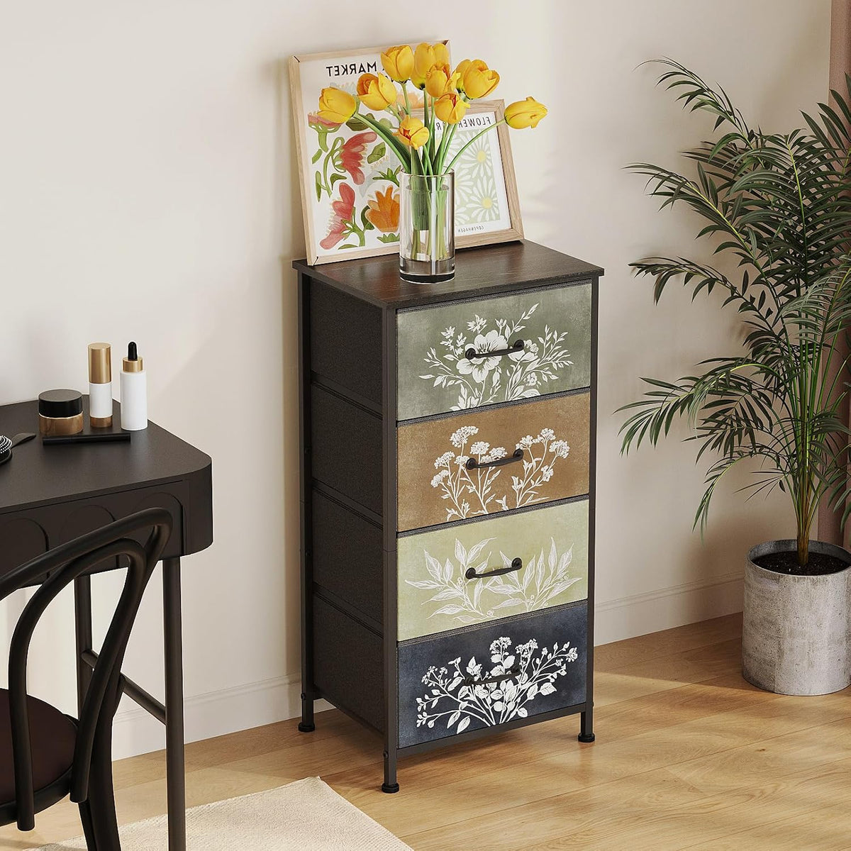 Vintage Botanical 4 Drawer Storage Dresser