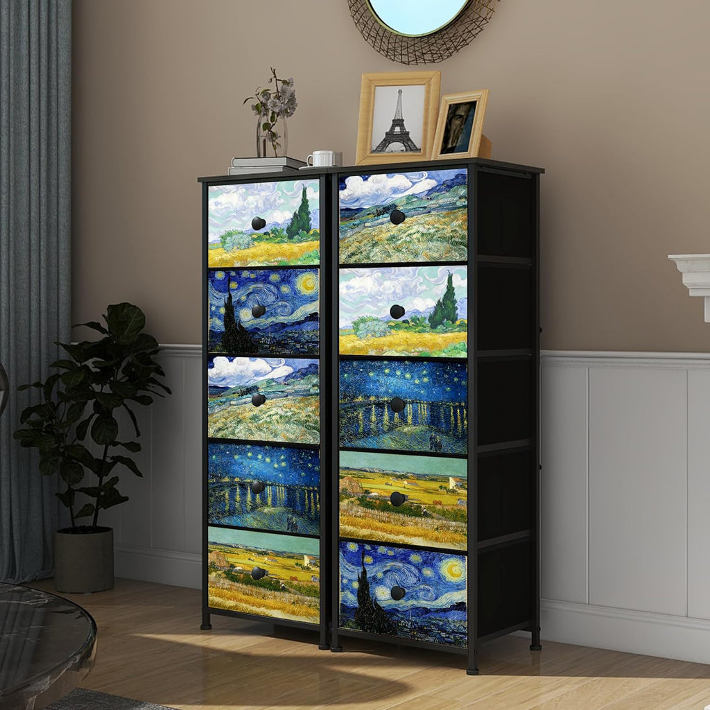 Narrow 5 Drawer Fabric Storage Dresser