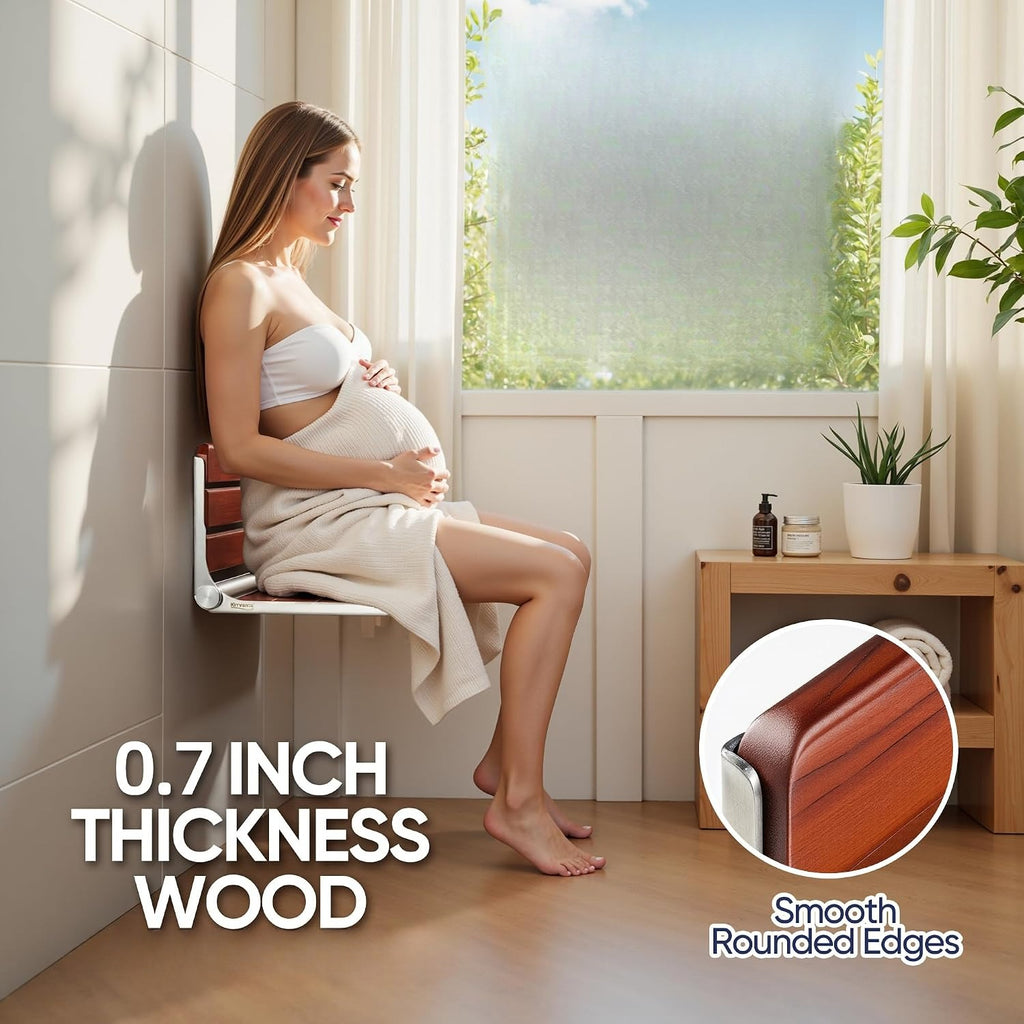Ada Upgraded Teak Wall Shower Seat