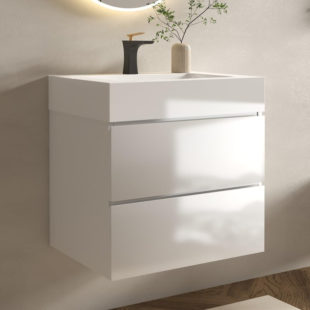 White Floating Bathroom Vanity With Sink